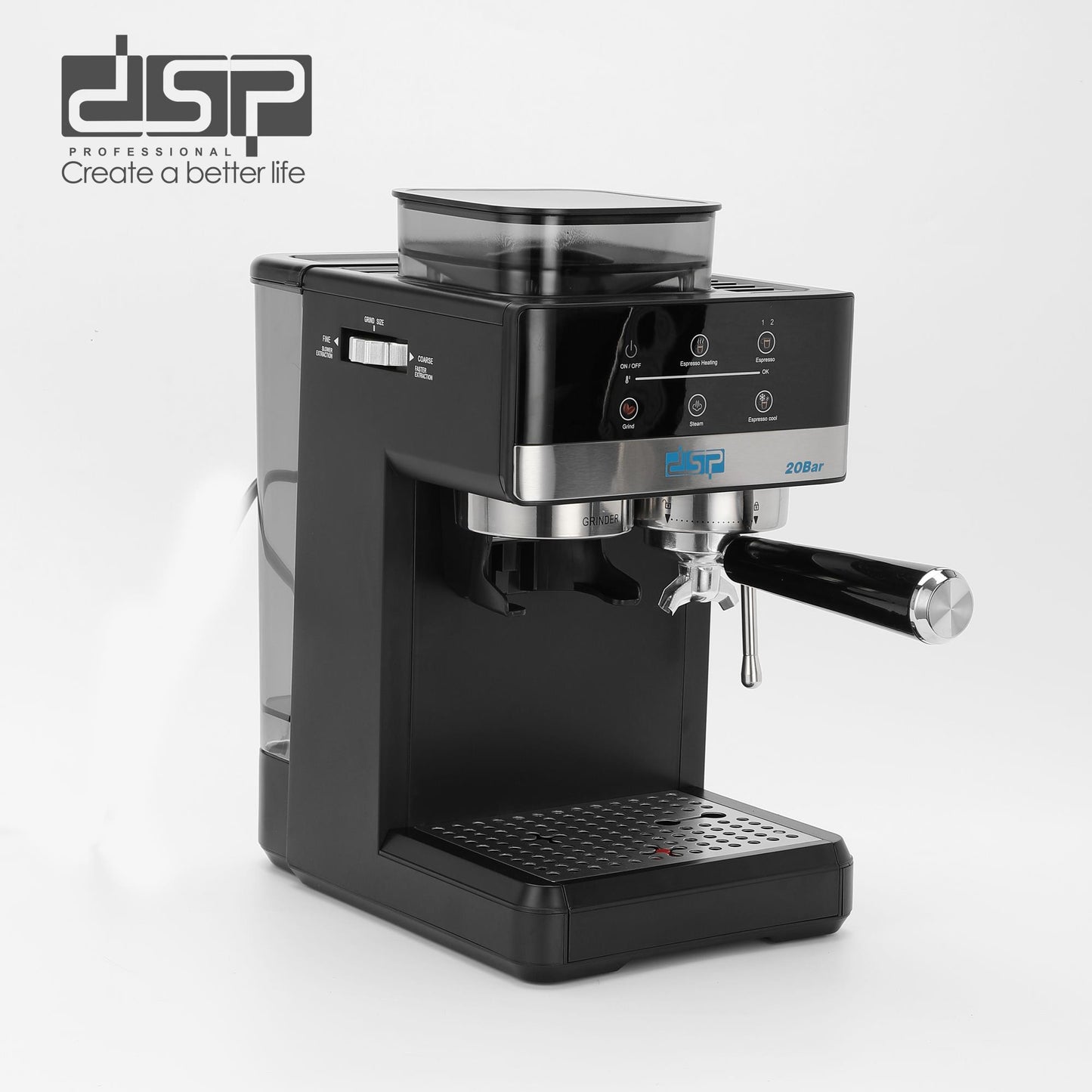 Dsp espresso machine with grinder and steam pipe KA3123
