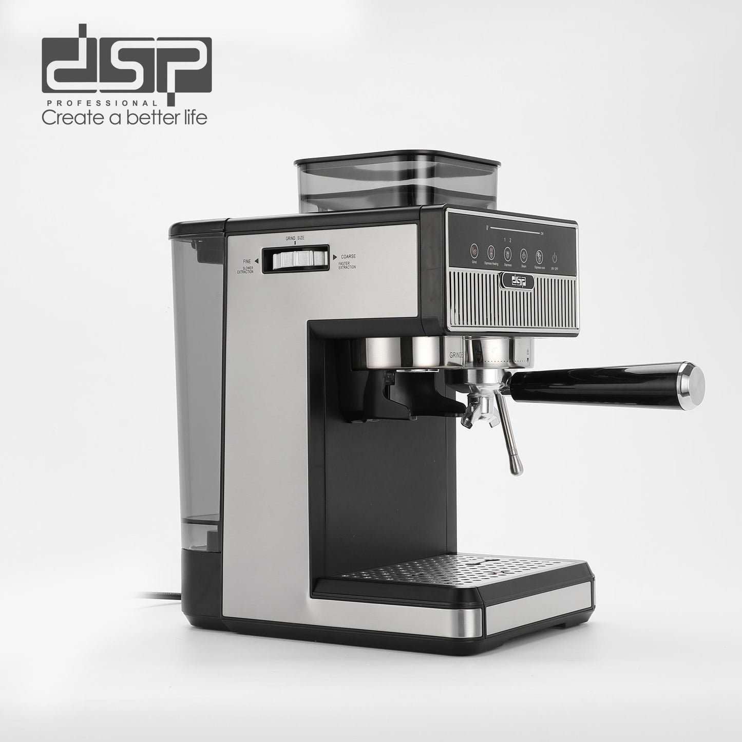Dsp espresso machine with grinder and steam pipe KA3125