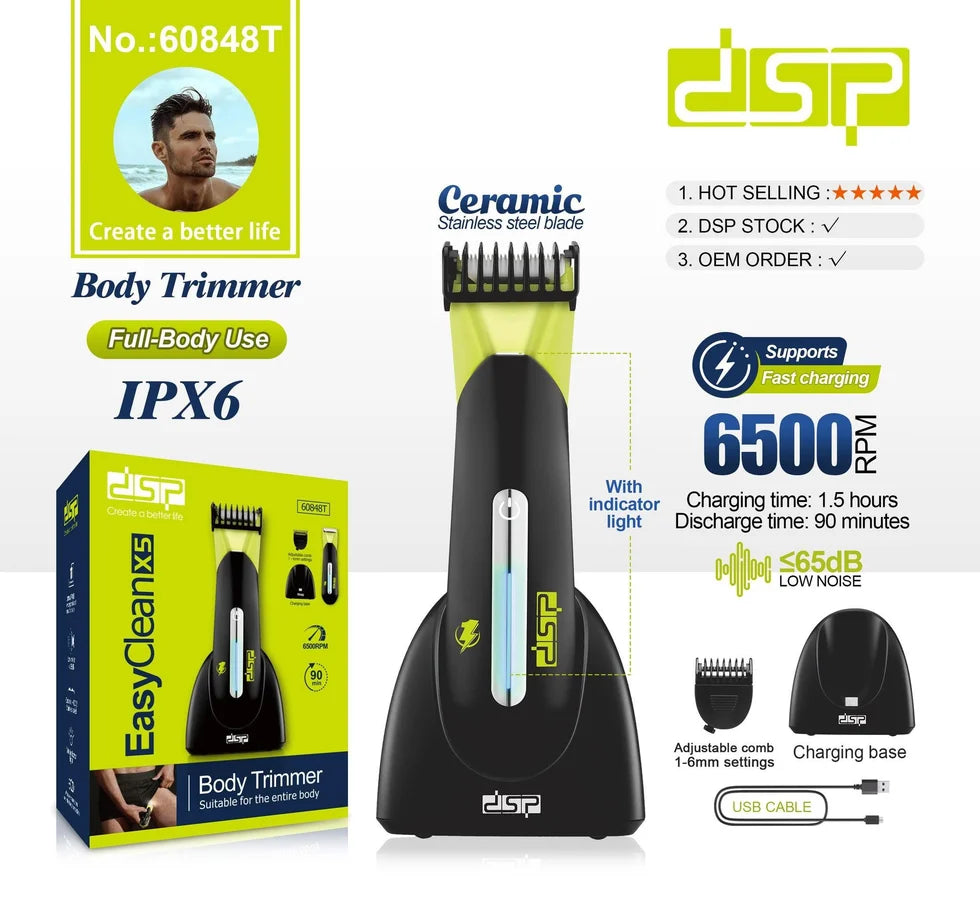 ماكينة حلاقة جسم DSP 60848T – شفرة سيراميك ومشط قابل للضبط 1-6 مم