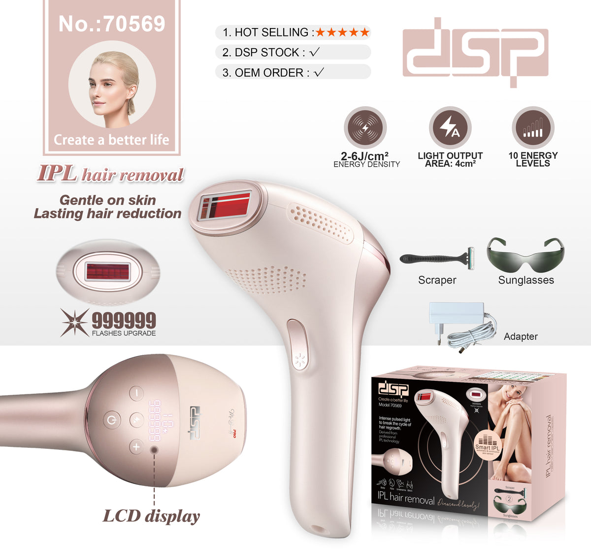 جهاز إزالة الشعر بالنبضات الضوئية DSP – موديل 70569
