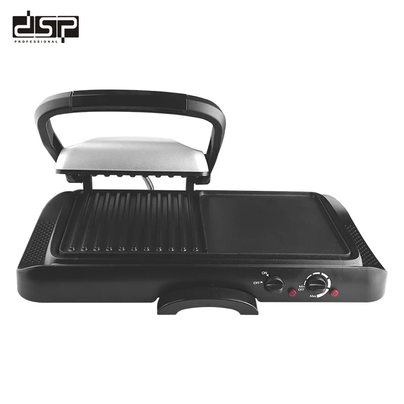شواية كهربائية DSP KB1050 – 1600 وات، 2 في 1 بفتح 90° ولوح 38 سم