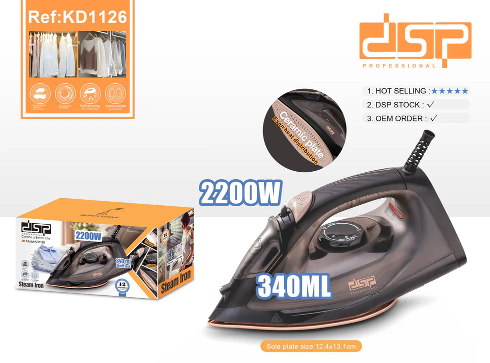 مكواة ملابس بخار سيراميك – DSP KD1126 – 2200 وات