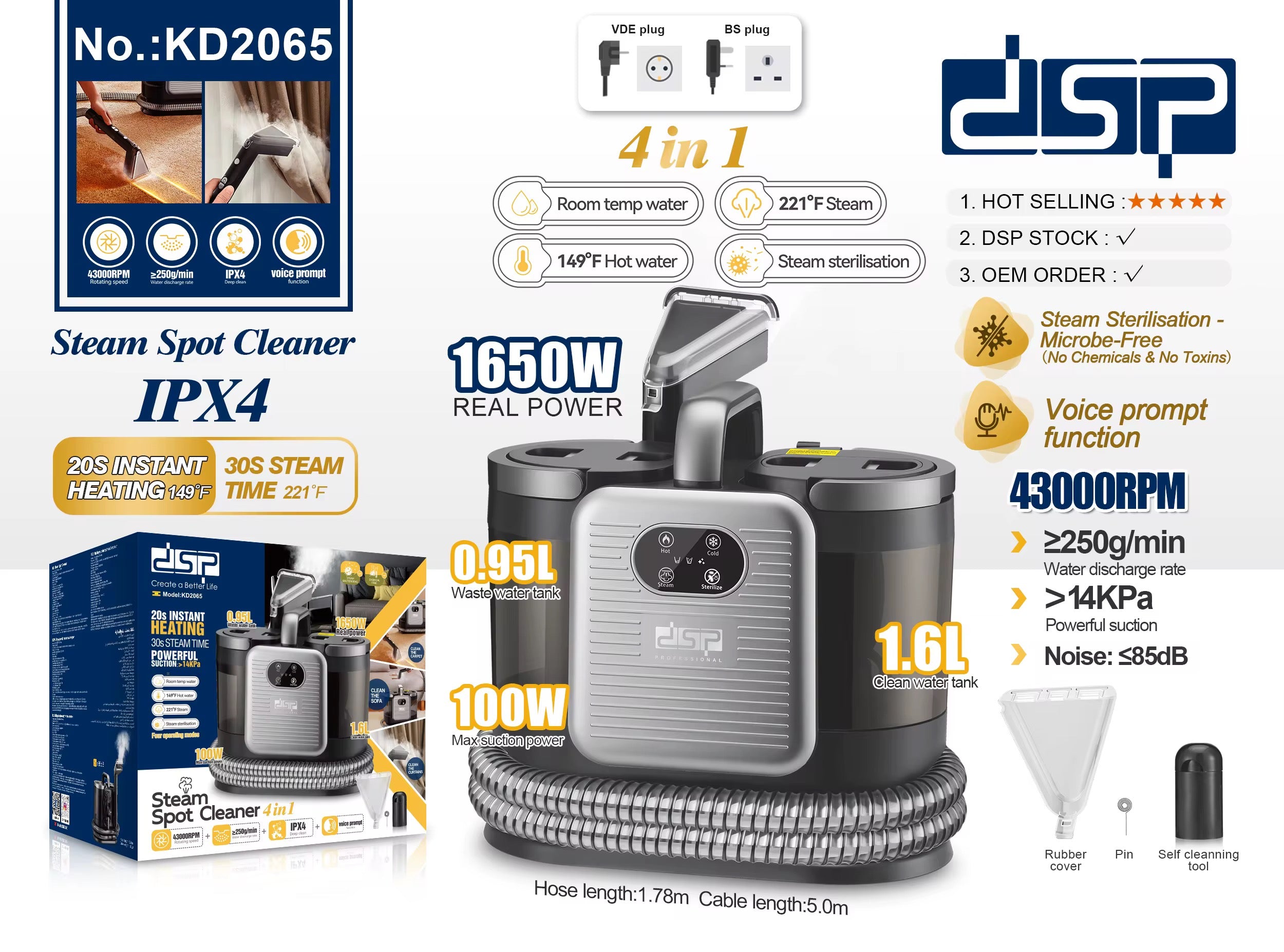 KD2065 Steam Cleaner for Tough Spots