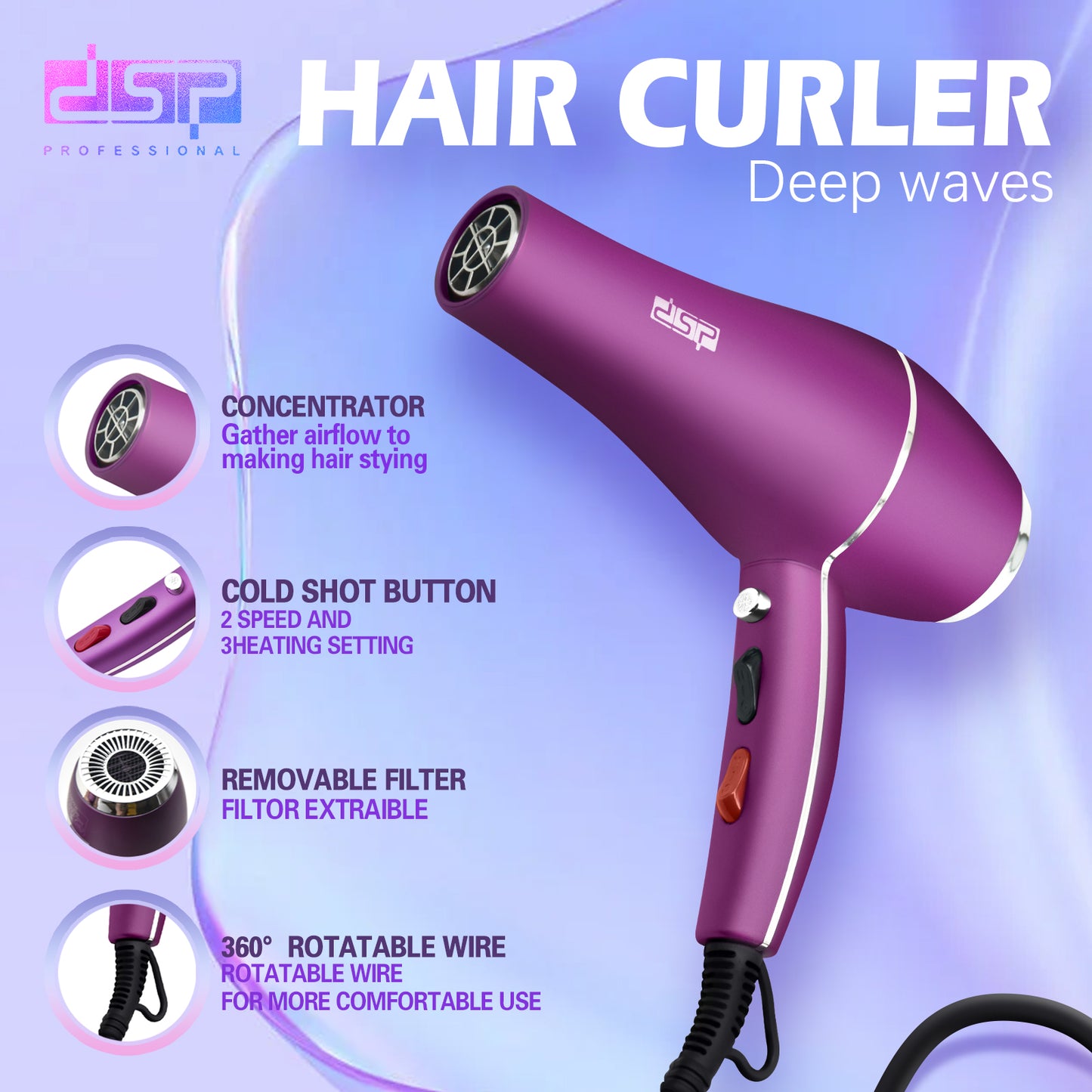 DSP Portable Hair Dryer 1250 W