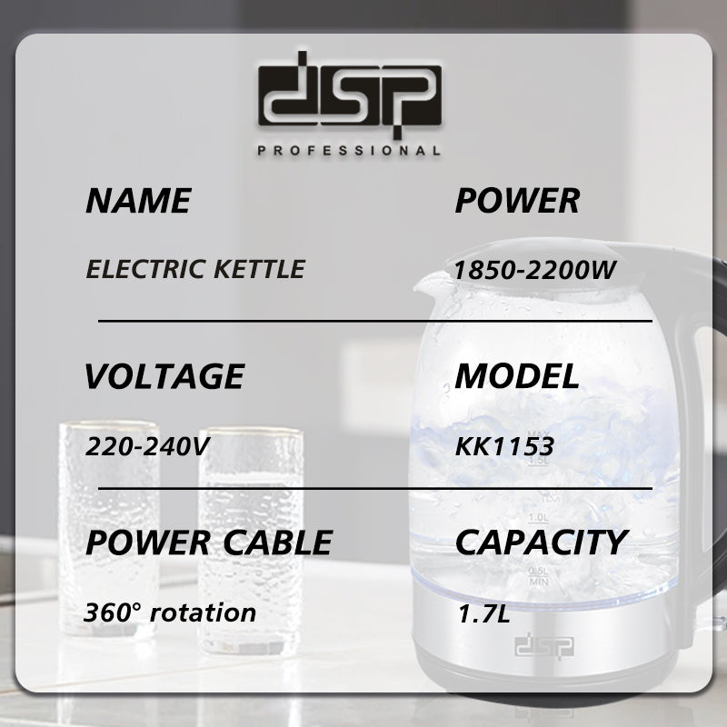 DSP Electric Kettle Electric 1.7 L  1850 W
