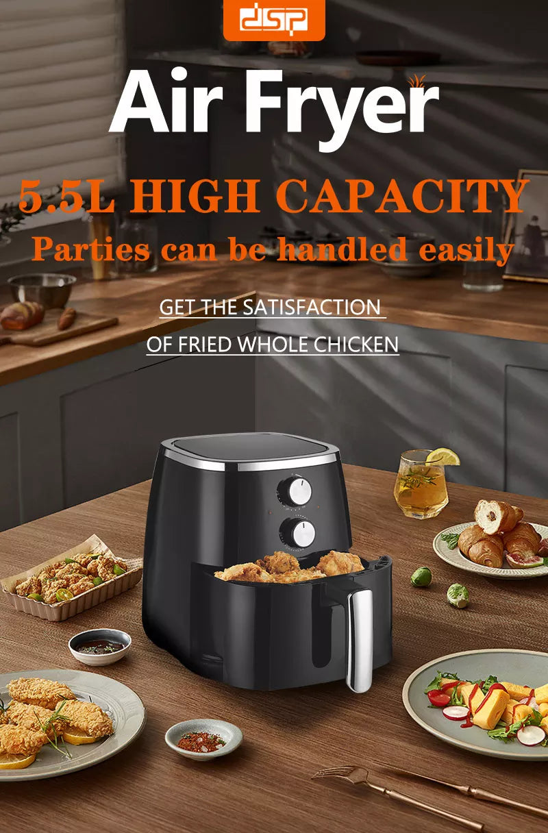 DSP Healthy Non-Stick Double Handle Automatic Air Fryer 5.5 L - 1500W