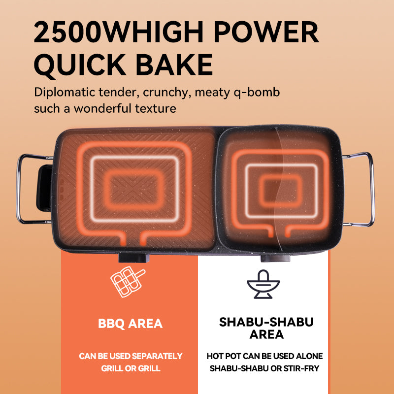 DSP 2 in 1 BBQ Electric Grill for Non-Stick 2500W