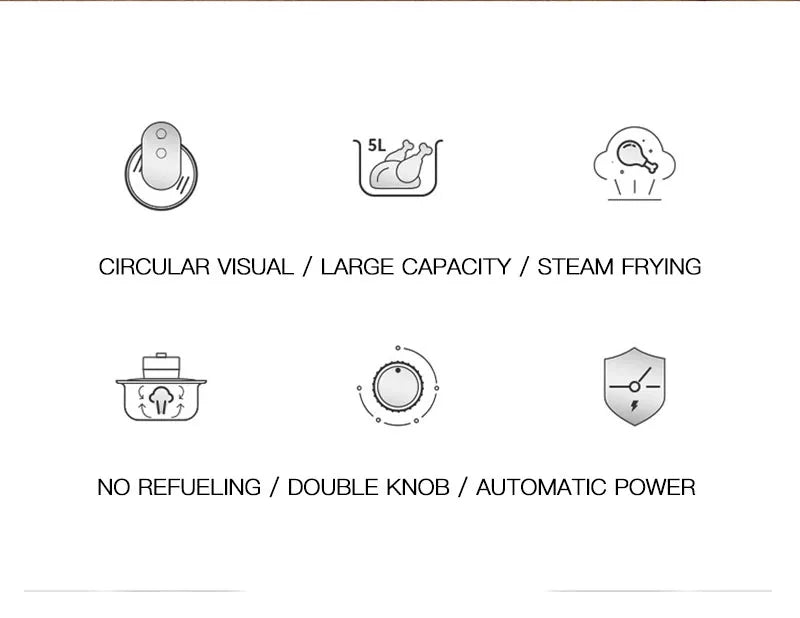 DSP Healthy Non-Stick Double Handle Automatic Air Fryer 5.5 L - 1500W