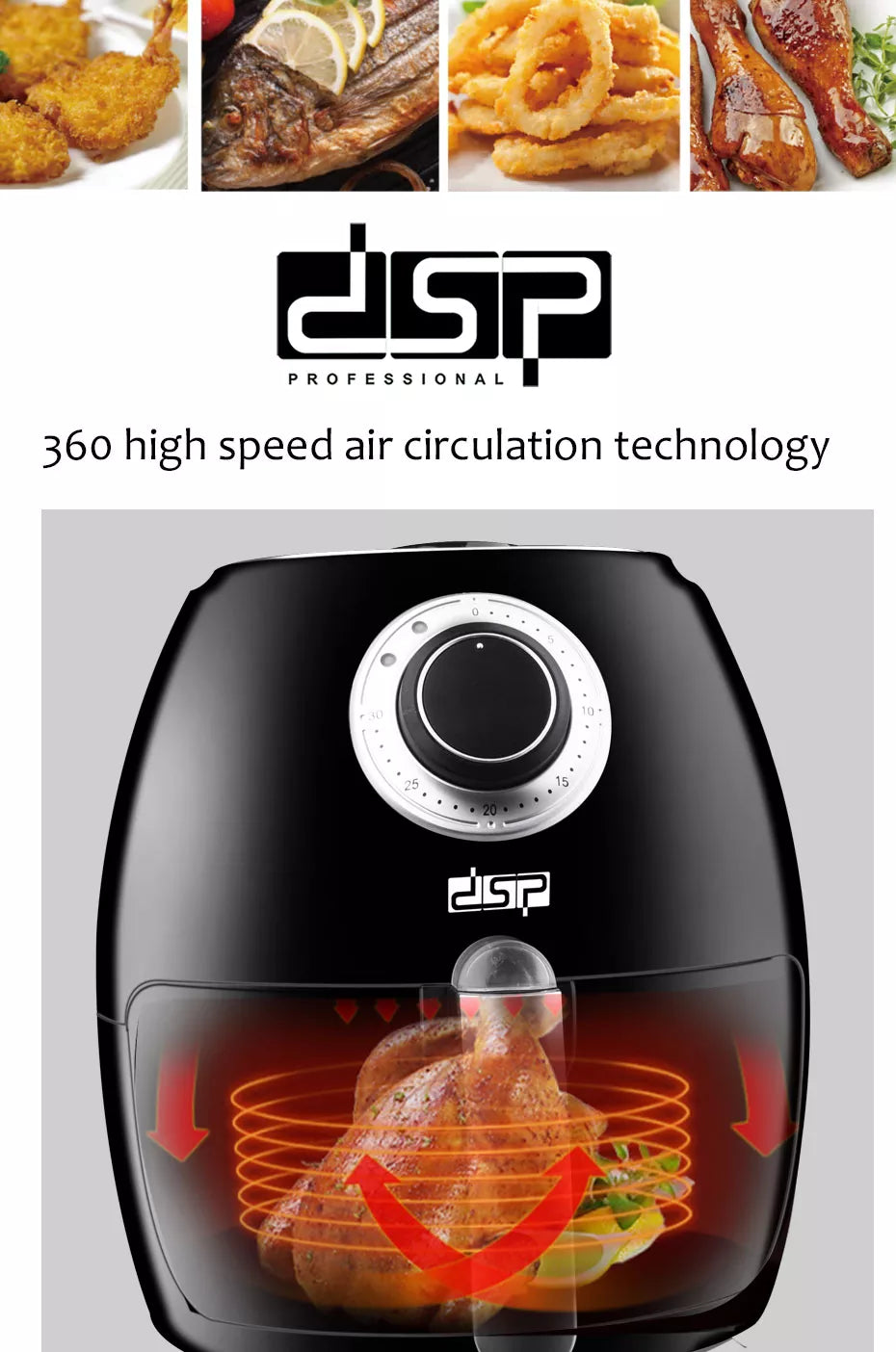DSP Healthy Non-Stick Air Fryer Without Oil 2.6 L - 1350W