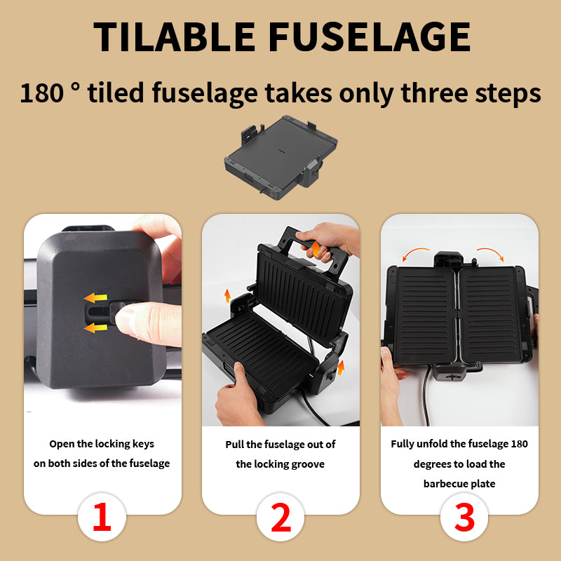 4 in 1 DSP Waffle - Sandwich Maker 1200 W-open 180"