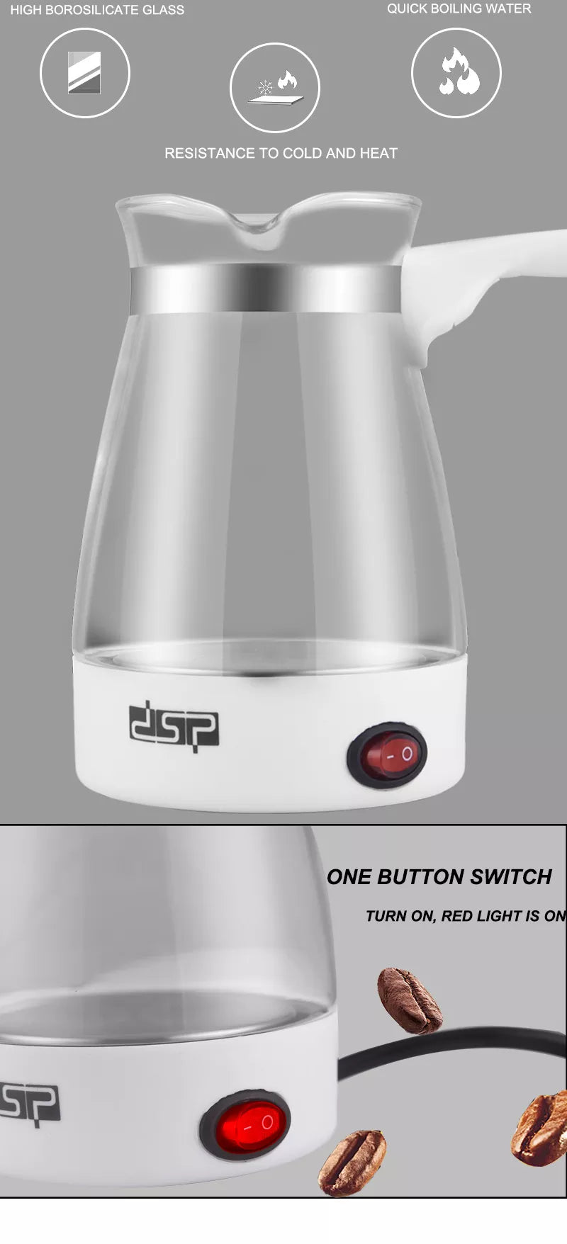 DSP Electric Turkish coffee pot ( glass )