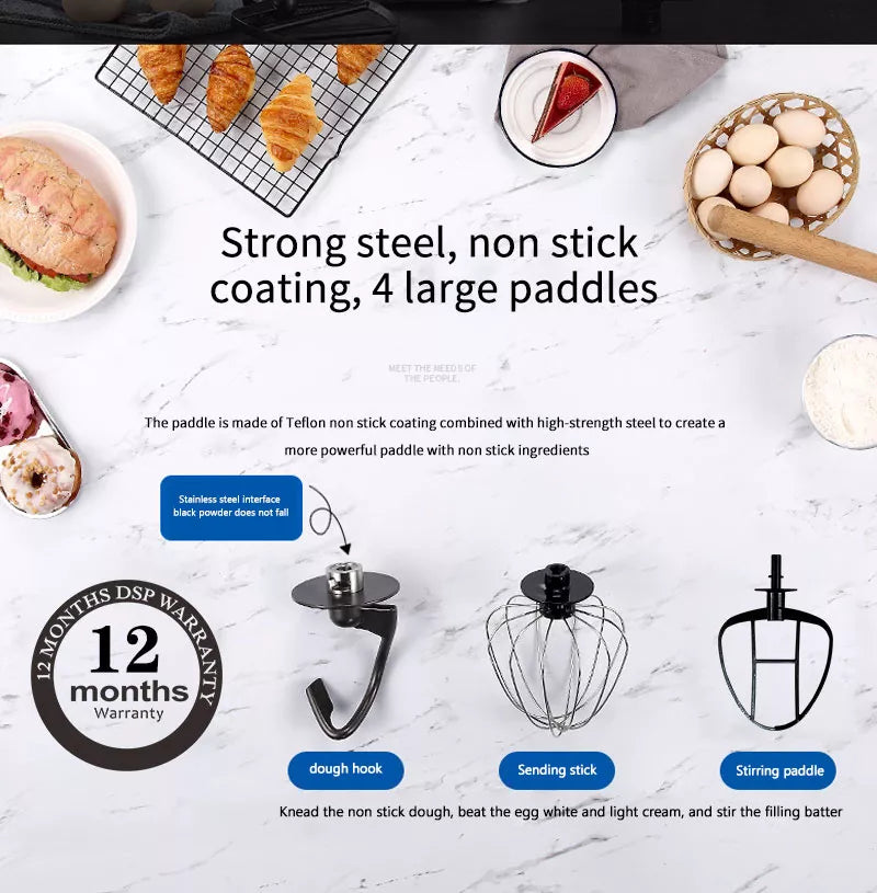 DSP 3 IN 1 Stand Mixer 6.5 L 1200 W ( Full Body Stainless Steel )