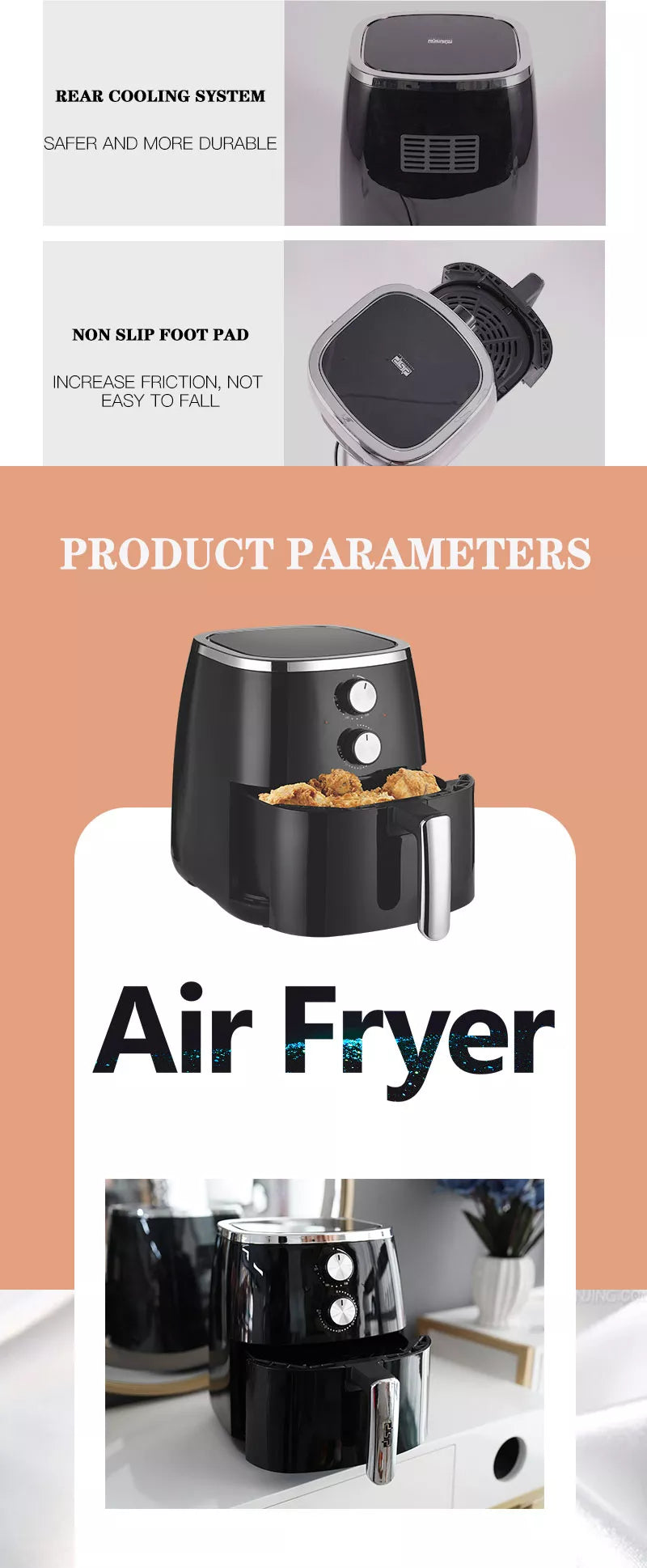 DSP Healthy Non-Stick Double Handle Automatic Air Fryer 5.5 L - 1500W