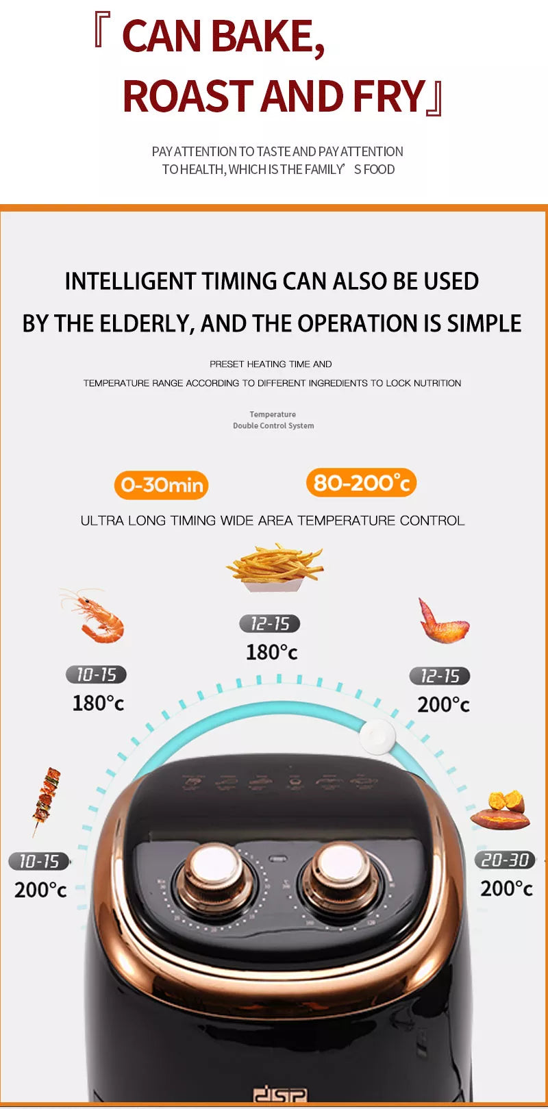 DSP Healthy Non-Stick Air Fryer Without Oil 1200 W 3.5 L