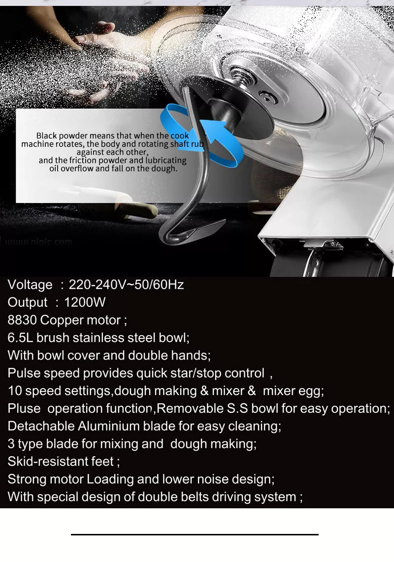 DSP 3 IN 1 Stand Mixer 6.5 L 1200 W ( Full Body Stainless Steel )