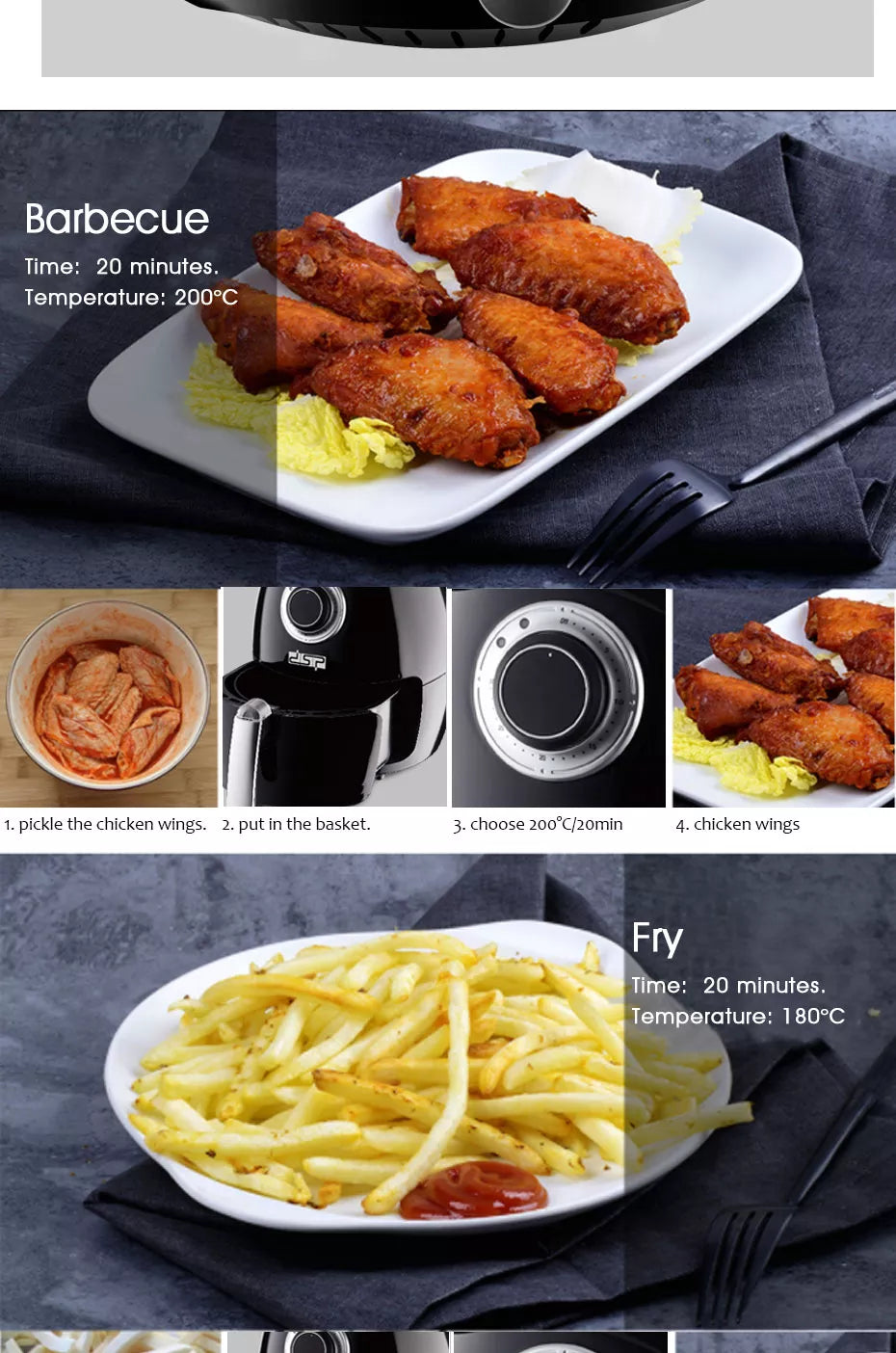DSP Healthy Non-Stick Air Fryer Without Oil 2.6 L - 1350W