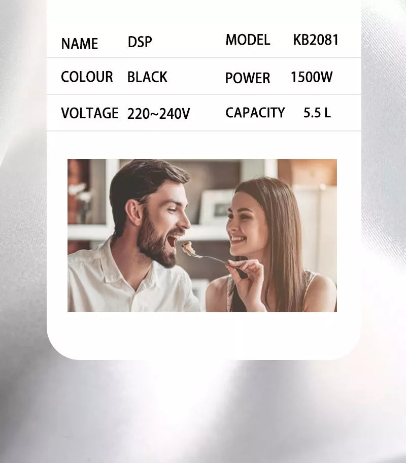 DSP Healthy Non-Stick Double Handle Automatic Air Fryer 5.5 L - 1500W