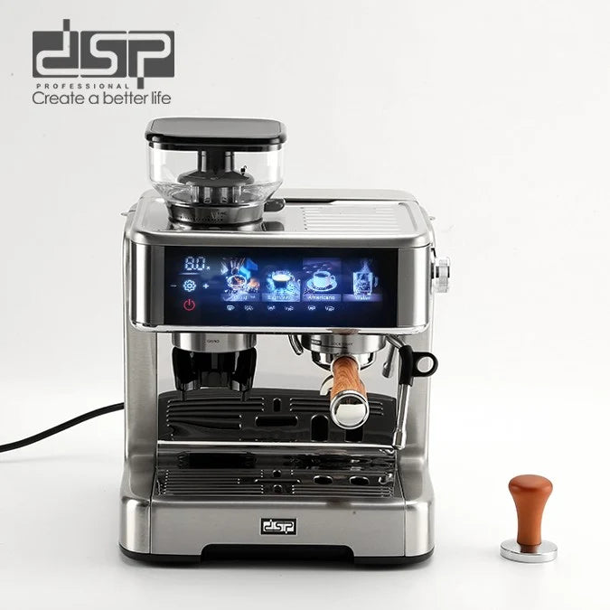 ماكينة إسبريسو احترافية بطاحونة مدمجة DSP KA3177 – غلايتين ومضختين – 20 بار – 2800 وات